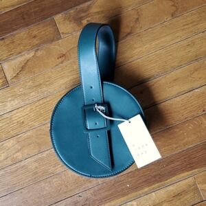 A New Day Green Round Belt Buckle Circle Handbag NWT Teal Faux Leather Bag